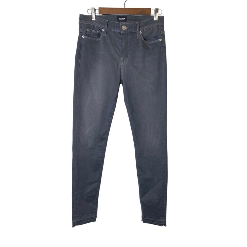 Hudson Gray Nico Mid-Rise Skinny Ankle Raw Hem Jeans Size 28